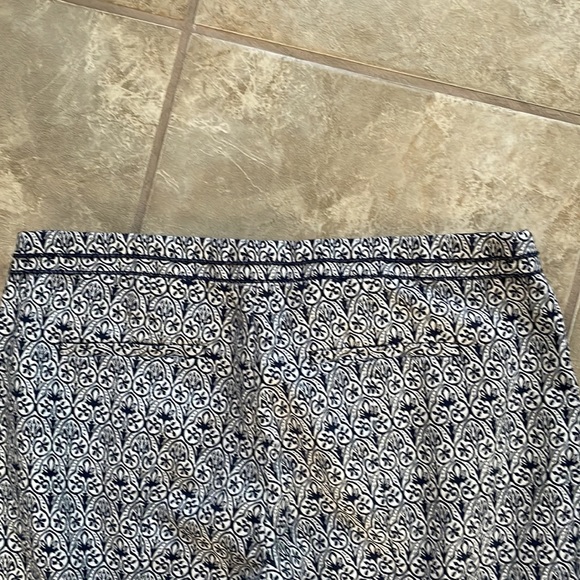 256. Tory Burch size 4 Tailored Pants blue/cream - Picture 10 of 10